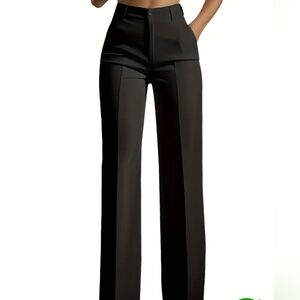 Two Pair Chic Black Wide Leg Women's Pants